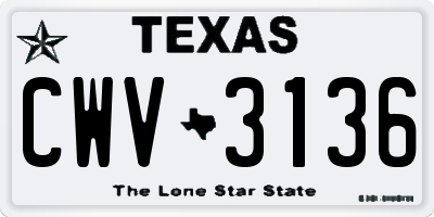 TX license plate CWV3136