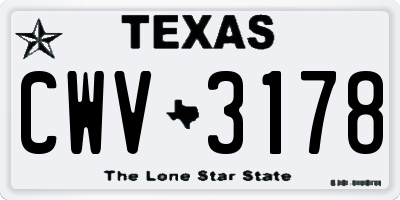 TX license plate CWV3178