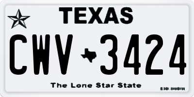 TX license plate CWV3424