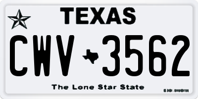 TX license plate CWV3562