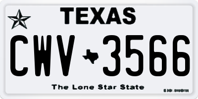TX license plate CWV3566