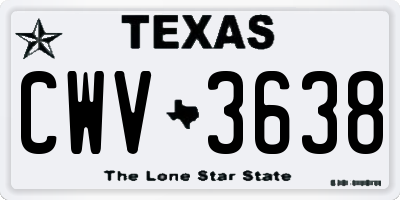 TX license plate CWV3638