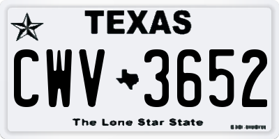 TX license plate CWV3652