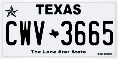 TX license plate CWV3665