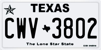 TX license plate CWV3802