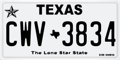 TX license plate CWV3834