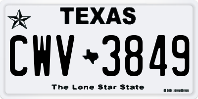 TX license plate CWV3849