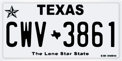 TX license plate CWV3861