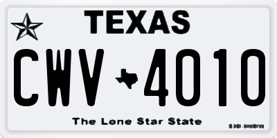 TX license plate CWV4010
