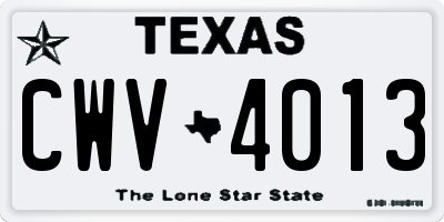 TX license plate CWV4013