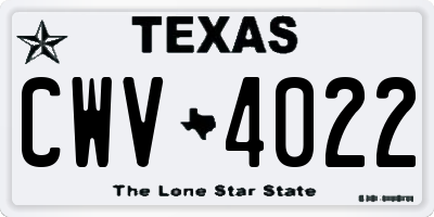 TX license plate CWV4022