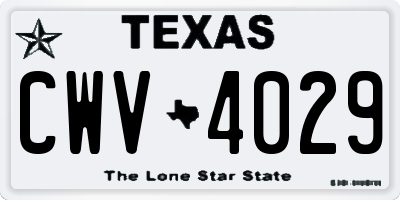 TX license plate CWV4029