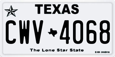 TX license plate CWV4068