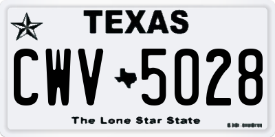 TX license plate CWV5028