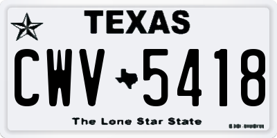 TX license plate CWV5418