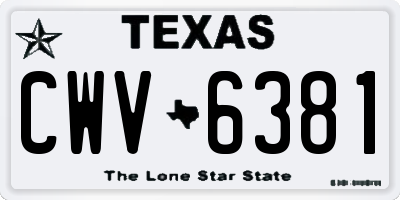 TX license plate CWV6381