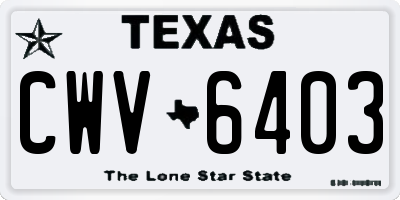 TX license plate CWV6403