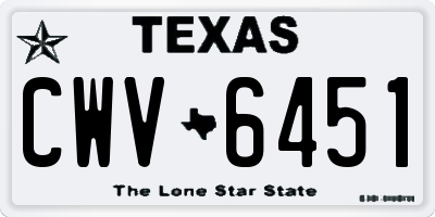 TX license plate CWV6451