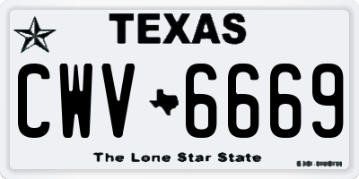 TX license plate CWV6669