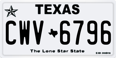 TX license plate CWV6796