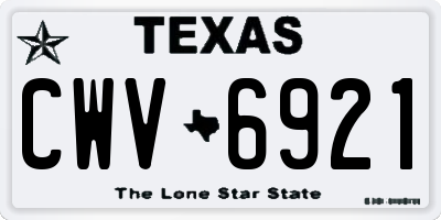 TX license plate CWV6921