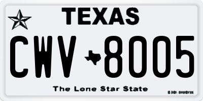 TX license plate CWV8005