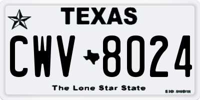 TX license plate CWV8024