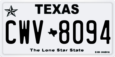 TX license plate CWV8094