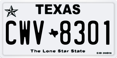 TX license plate CWV8301