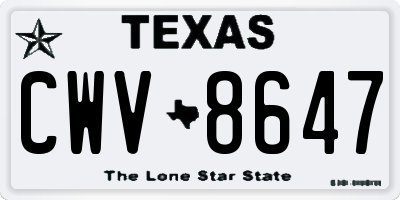 TX license plate CWV8647