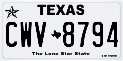 TX license plate CWV8794