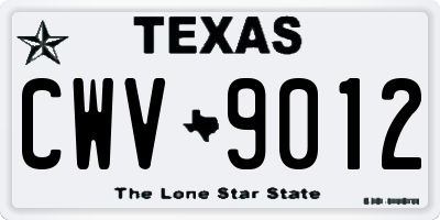 TX license plate CWV9012