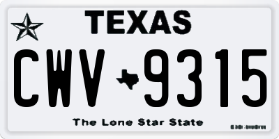 TX license plate CWV9315