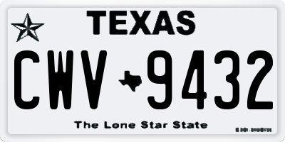 TX license plate CWV9432
