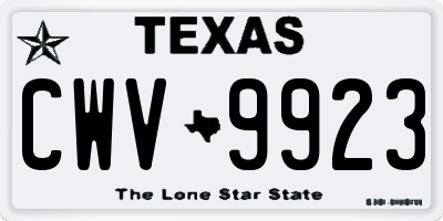 TX license plate CWV9923