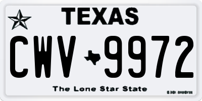 TX license plate CWV9972