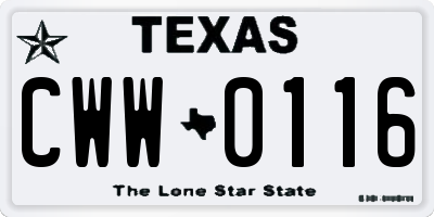 TX license plate CWW0116