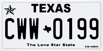 TX license plate CWW0199