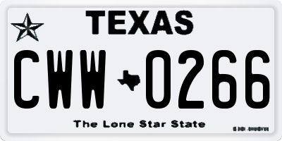 TX license plate CWW0266
