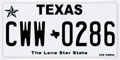 TX license plate CWW0286