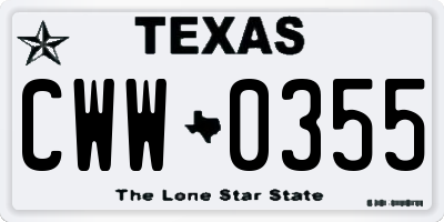 TX license plate CWW0355