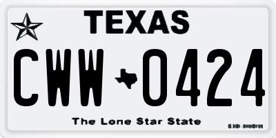 TX license plate CWW0424