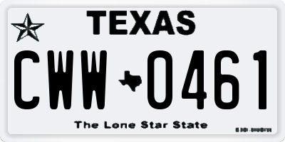 TX license plate CWW0461