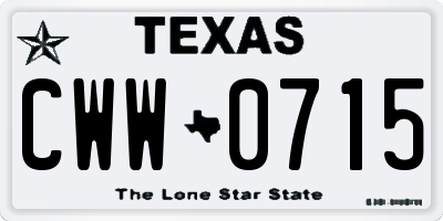 TX license plate CWW0715