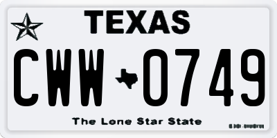 TX license plate CWW0749