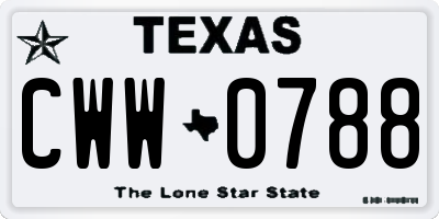 TX license plate CWW0788