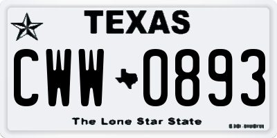 TX license plate CWW0893