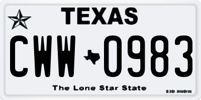 TX license plate CWW0983
