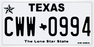 TX license plate CWW0994