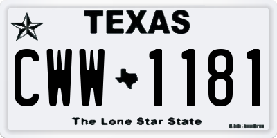 TX license plate CWW1181